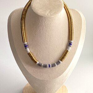 ✨Rondelle & Heishi Bead Set – Necklace & Earrings with Gold Hematite Accents ✨